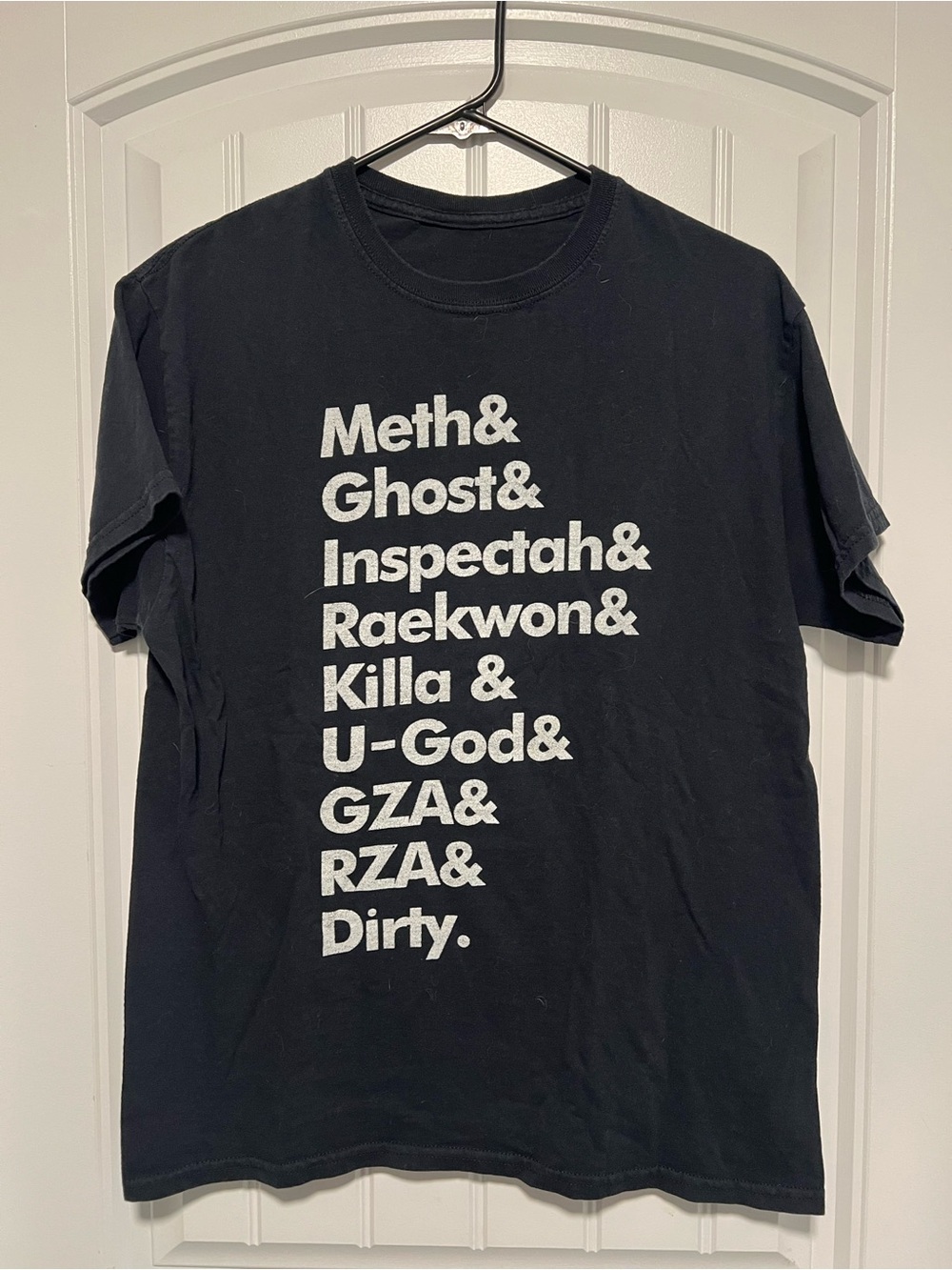 Black Wu-Tang Graphic Crew Neck T-Shirt with White Typography